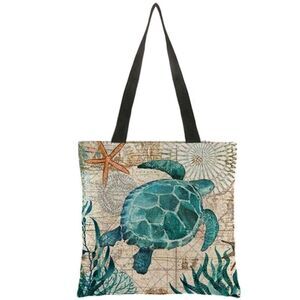 Turtle and Shell Pattern Tote Bag